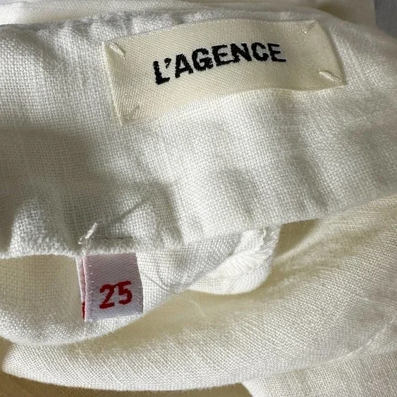 L’AGENCE Dee High Rise Sailor Linen Pants Bone color Size 25 - Picture 9 of 12
